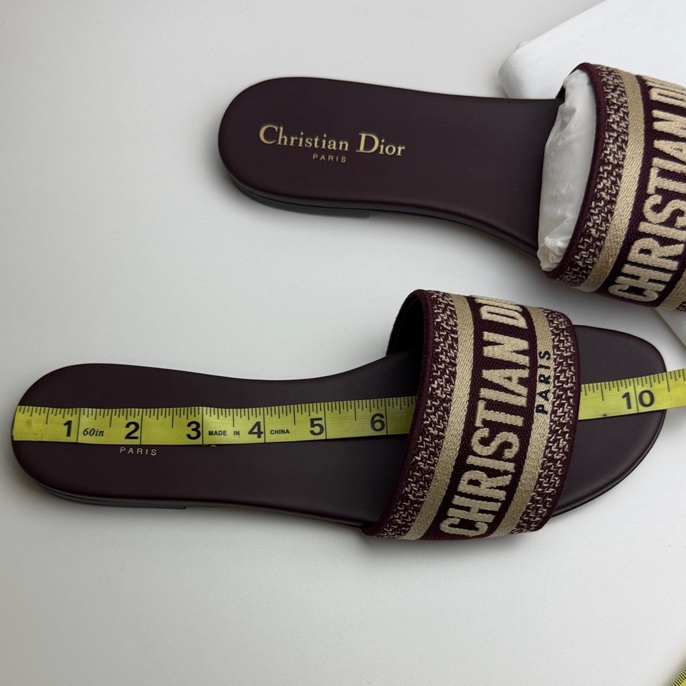 Dior Dway Slides Sz 40.5 Logo Strap Slide Sandals Deep Amaran/ Burgundy - Picture 3 of 7